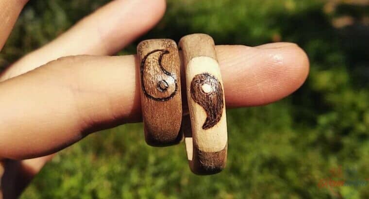 Drevené ručne vyrábané prstene s gravírom