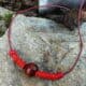 drevený kombinovaný červený náhrdelník