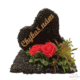 Kamienkové srdce čierne s červenými kvetmi