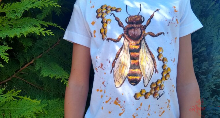 Maľované tričko so včelou