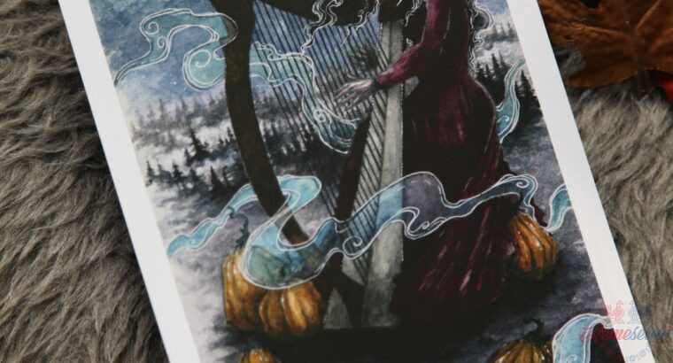 Čarodejnica s harfou z hmiel a hôr Art Print