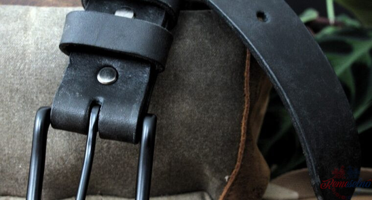 Pánsky kožený opasok Black on Black